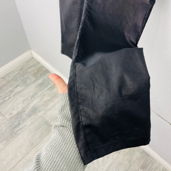 NWOT Bevy Flog Dafna Black Vegan Leather Pin Stripe Pants - Picture 3 of 7